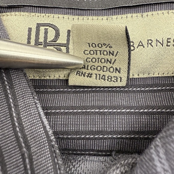 Jhane Barnes Slim Fit Men's Long Sleeve Black Striped XL Button Up Cotton Shirt - Picture 5 of 6